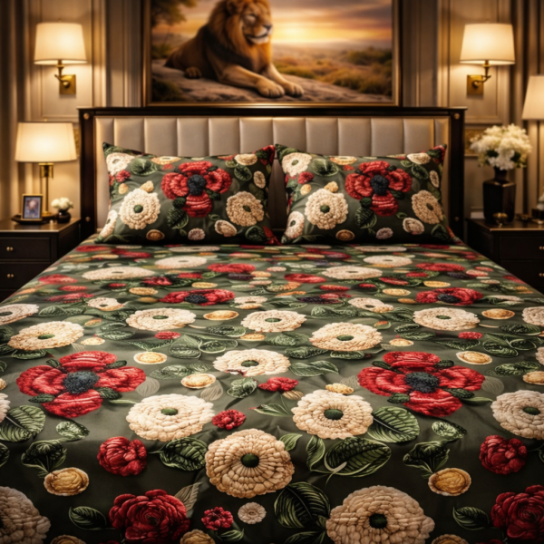 YKNIP 7D Real Look Elastic Fitted Bedsheet Double King Size (78x72x8 Inch) with 2 Pillow Covers (18x28 Inch) | Ultra Soft Fabric | 360° Elastic | Luxury HD Printed Bed Sheet