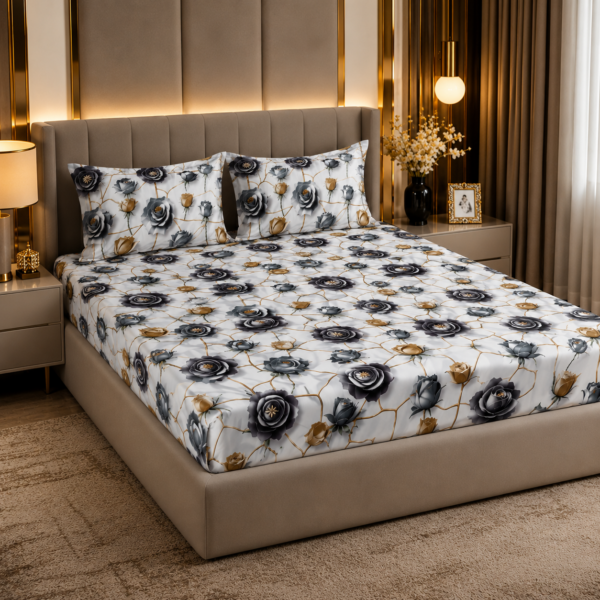 YKNIP 7D Ultra Real Look Elastic Fitted Bedsheet Double King Size (78x72x8 Inch) with 2 Pillow Covers (18x28 Inch) | Soft Touch Fabric | 360? Elastic | Luxury HD Printed Bedsheet