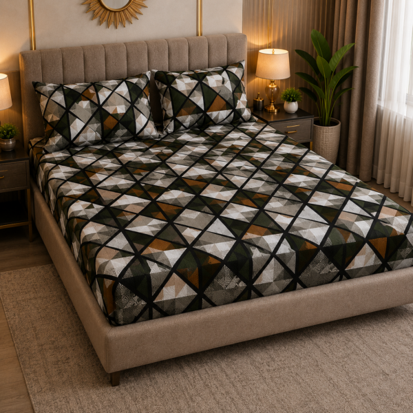 YKNIP Premium 3D Digital Printed Elastic Fitted Bedsheet Double King Size (78x72x8 Inch) with 2 Pillow Covers (18x28 Inch) | Soft Touch Fabric | All Side Elastic | Luxury Bedsheet