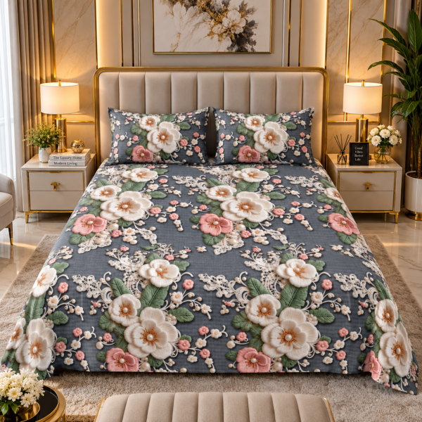 YKNIP 7D Real Look Digital Printed Flat Bedsheet Double King Size (90x90 Inch) with 2 Pillow Covers (18x28 Inch) | Ultra Soft Fabric | Premium Luxury HD Printed Bed Sheet
