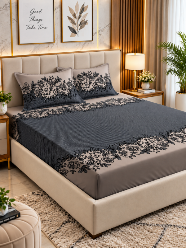 YKNIP Vibrant 3D Printed Elastic Fitted Bedsheet Double King Size (78x72x8 Inch) with 2 Pillow Covers (18x28 Inch) | Soft & Comfortable Fabric | 360? Elastic Grip | Premium Bed Sheet