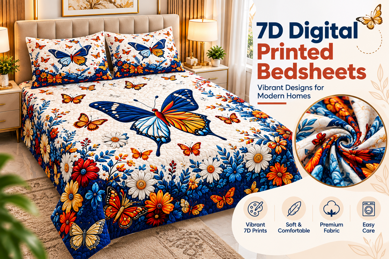7D Flat bedsheets online at BedsheetPoint